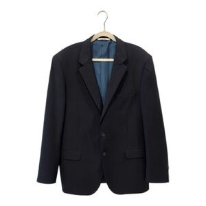 Hickey Freeman 100% Worsted Wool Navy Blazer Sport Coat 48L Made in USA EUC
